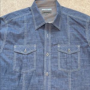 Johnston & Murphy Men Slim Fit Button Down Shirt L